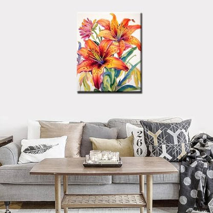 Aihonmin Yellow Floral Paint by Number for Adults Oil Painting for Kids,Paint by Number Green Leaf Paint by Numbers Abstract Paint by Number Kits Graffiti Paint by Numbers for Beginner（DIY Frame） - Image 2