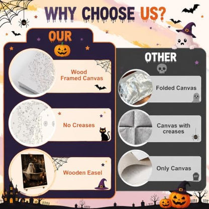 2 Pack Halloween Paint by Numbers Kit for Adults (Ghost&Cat, 8x12inch) - Image 3