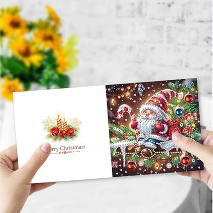 DIY Diamond Greeting Cards Set Christmas, 5D DIY Diamond Art Painting Greeting Card, DIY Christmas Card Making Kits for Family Friends Handmade Gift-#07-2 Set - Image 6