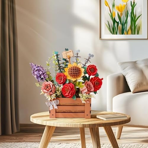 3D Wooden Flower Puzzle for Adults-Wooden Bloom Box, DIY Craft Model Kit Building Set, Botanical Decor Creative Gift for Lovers Nature Enthusiasts (658PCS) - Image 2