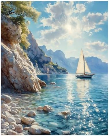 AUKELHJ Paint by Numbers Kit for Adults Beginner, Coastal, 16X20 Inch by Unknown
