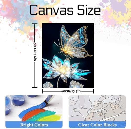 Nancency DIY Paint by Number for Adults,Painting Kits for Adult,Color by Numbers,Paint by Number Canvas Crafts Watercolor for Beginner Room Decor (Butterfly) - Image 3