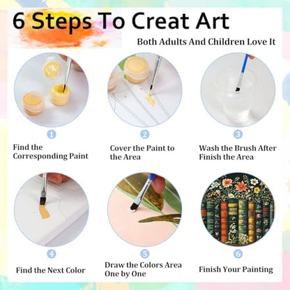 Book Paint by Numbers Kit for Adults Flowers Paint by Numbers for Adult - Image 6