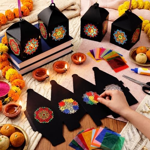 Maitys 16 Sets Diwali Lantern Craft Kit, Mandala Paper Lanterns for Adults - Image 4