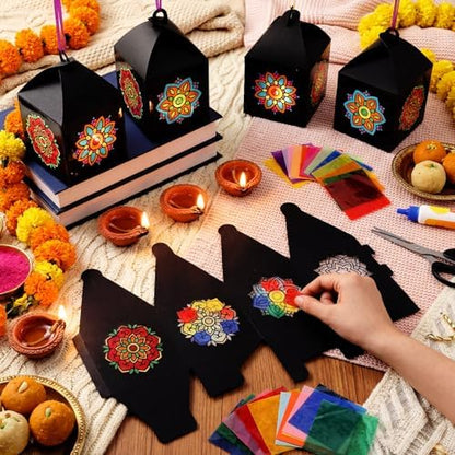 Maitys 16 Sets Diwali Lantern Craft Kit, Mandala Paper Lanterns for Adults - Image 4