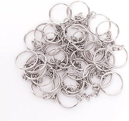 Paxcoo 100Pcs Keychain Rings with Chain and 100 Pcs Screw Eye Pins Bulk for Crafts - Image 4