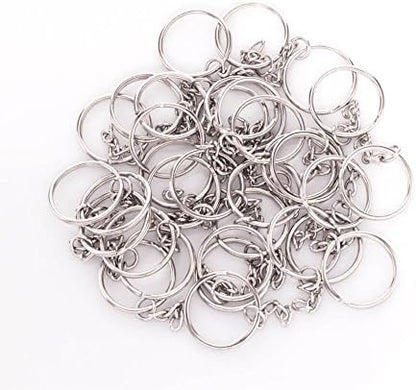 Paxcoo 100Pcs Keychain Rings with Chain and 100 Pcs Screw Eye Pins Bulk for Crafts - Image 4