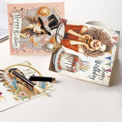 6pcs Diamond Painting Greeting Cards for Blessings and Wishes - Woman DIY Birthday card Special Shape Crystal Diamond Art Partial Mosaic Making Craft, Paper Material, for Christmas Thanksgiving Day - Image 6