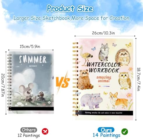 Watercolor Workbook for Adults – Watercolor Coloring Book with 14 Watercolor Paintings, 16 Colors, 3 Brushes & Color Mixing Guide – Large 200GSM Paper for Beginners & Art Enthusiasts - Image 3
