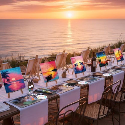 Cholemy 36 Pcs Paint and Sip Kit for Adults 8''x10'' Pre Drawn Canvas for Painting DIY Afro Acrylic Painting Kit Wood Easel Brushes Date Night Bulk for Mother's Day Party Gifts - Image 6