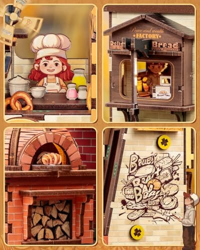CUTEBEE Book Nook, 3D Wooden Puzzle for Adults,576 Pcs (Bread Factory) - Image 6