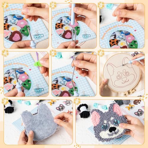 WATINC Punch Needle Coaster Kit - 6 Pattern DIY Craft for Beginners, Puppy - Image 3