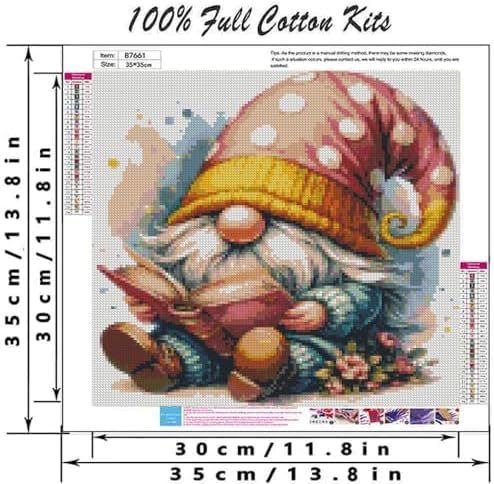 DYAIANGMU Gnome Stamped Cross Stitch Kit for Adults 13.7x13.7 inches - Image 2