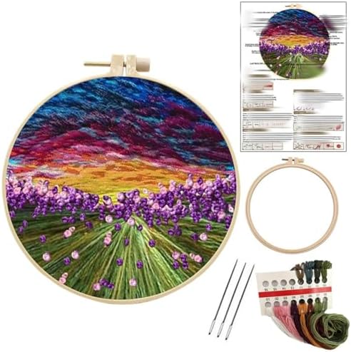 JRYYR Friendship Gifts Beginner Embroidery kit for Adults,Embroidery Kits for Beginners DIY Cross Stitch with Patterns and Instructions (Purple Lavender) by JRYYR