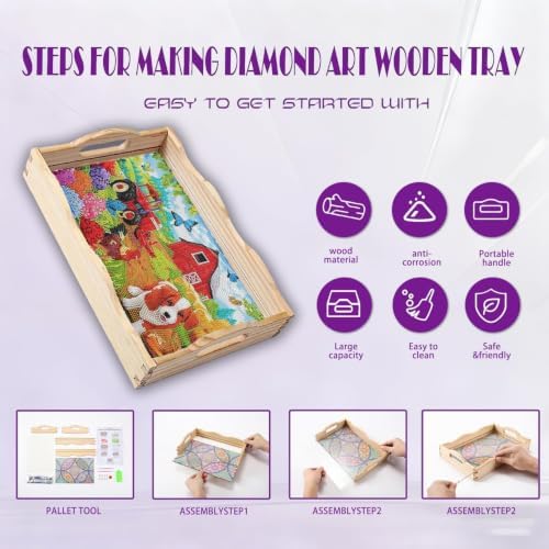 EWJRNSF Diamond Art Kits for Adults Wooden Serving Trays with Handles - Image 3