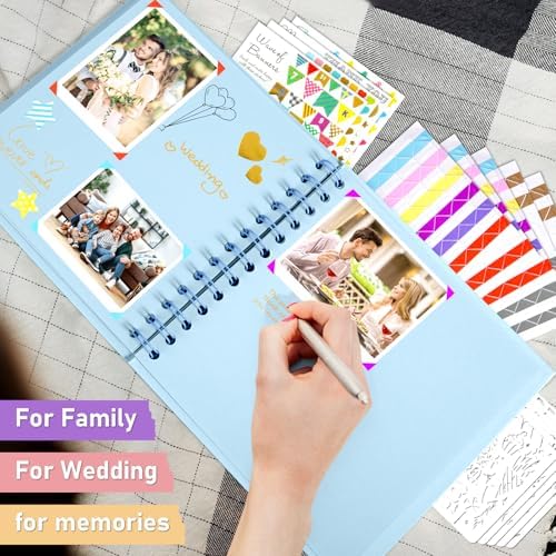 GOTIDEAL 7 x 7 Inch Scrapbook Album with Metallic Markers, Blue, 40 Pages - Image 5