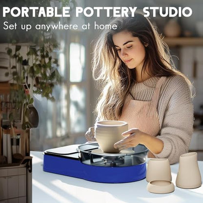 Catcrafter Pottery Wheel for Kids Teens Adults Beginners - Blue Pottery Kit - Image 2