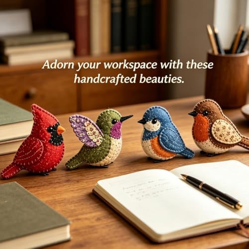 DIY Fabric Animal Craft Kit – Creative Handmade Art, Stitch Your Own Whimsical World Patchwork Sewing Set 3D Cute for Making Ornament Adults Beginners, Gift Holidays Keychain(Whimsical Backyard Birds) - Image 5