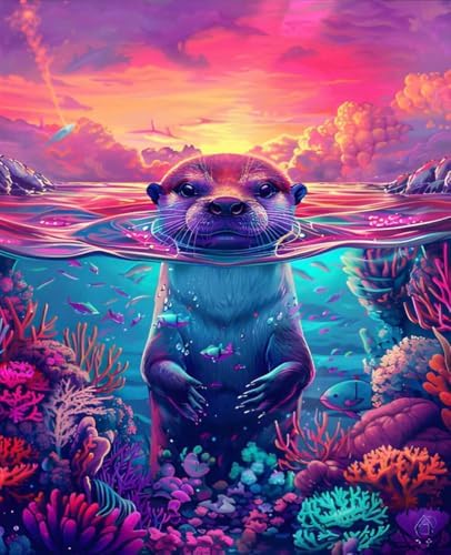 Animal Paint by Numbers Kit for Adults Otter Paint by Numbers, DIY Acrylic Watercolor Oil Painting Kits for Adults Beginners with Brushes, Hobbies for Women for Home Wall Decor, Gifts 16x20 in 9-29 by Unknown