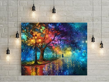 5DDIYART Evening Walk on Rainy Day Street Paint by Numbers for Adults Beginner, Paint by Number Kits on Canvas, Easy Acrylic Oil Painting Home Wall Decor 16x20inch - Image 2