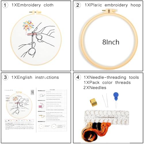 Beginner Embroidery Starter Kit, Easy Hand Embroidery Kits for Beginners Adults, Stamped Cross Stitch Kits for Beginners Adults Craft Kits for Women, Entire Set of Embroidery Supplies & Video Tutorial - Image 6