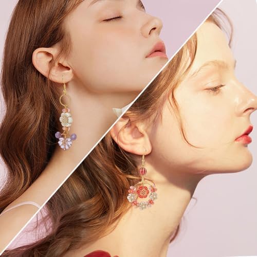 SUNNYCLUE 10 Pairs Bohemian Earring DIY Vintage Earring Charms Acrylic National Style Flowers Leafs Drop Beaded Dangle Fashion Earring for Women Adult Beginners Starters Supplies Craft - Image 5