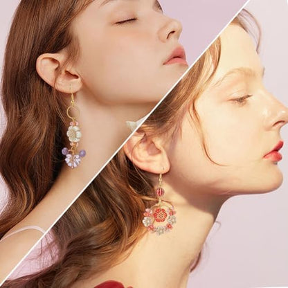 SUNNYCLUE 10 Pairs Bohemian Earring DIY Vintage Earring Charms Acrylic National Style Flowers Leafs Drop Beaded Dangle Fashion Earring for Women Adult Beginners Starters Supplies Craft - Image 5