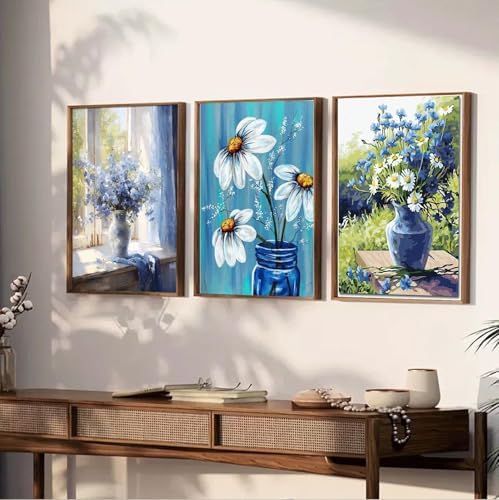 JATOK 3 Pack Paint by Numbers Kit for Adults, Blooming Flowers, 16 x 20 in - Image 3