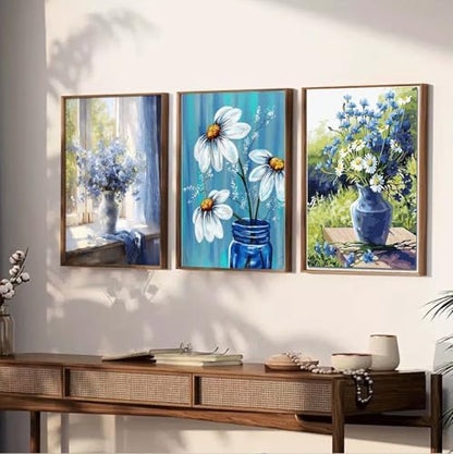 JATOK 3 Pack Paint by Numbers Kit for Adults, Blooming Flowers, 16 x 20 in - Image 3