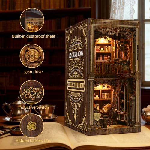 Book Nook Kit for Adult,3D Wooden Puzzles Bookshelf Insert Decor - Image 3