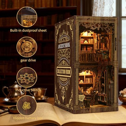 Book Nook Kit for Adult,3D Wooden Puzzles Bookshelf Insert Decor - Image 3