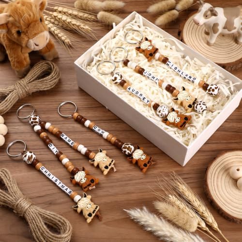 Landical 564 Pcs DIY Highland Cow Bead Keychain Kit Name Keychain Craft - Image 4