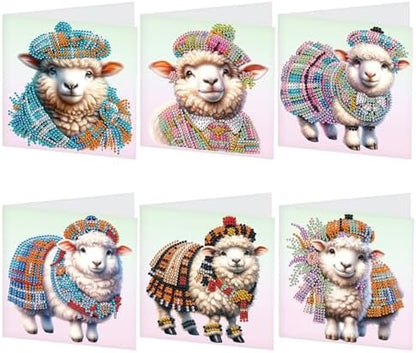 Tontut 6pcs Diamond Art Painting Kit Greeting Card, Hat Goat 5D DIY Diamond Handmade Holiday Greeting Card with Envelope, Holiday Gift Congratulation by Tontut