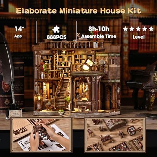Book Nooks for Adults, DIY Miniature Dollhouse BookNook Kit-Dream Booktore - Image 3