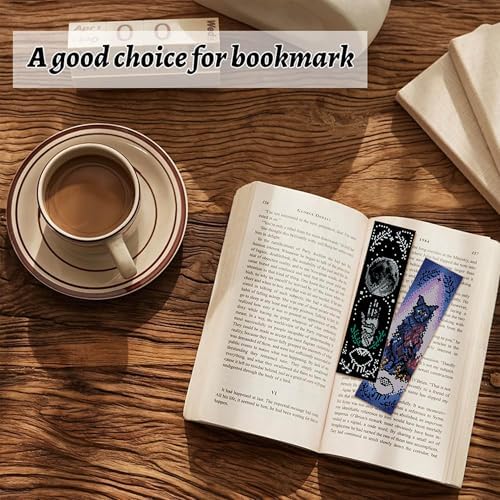 NEGEKFKX 6 Pcs Magical Witchy Cross Stitch Bookmark Kit for Adult Beginners - Image 3