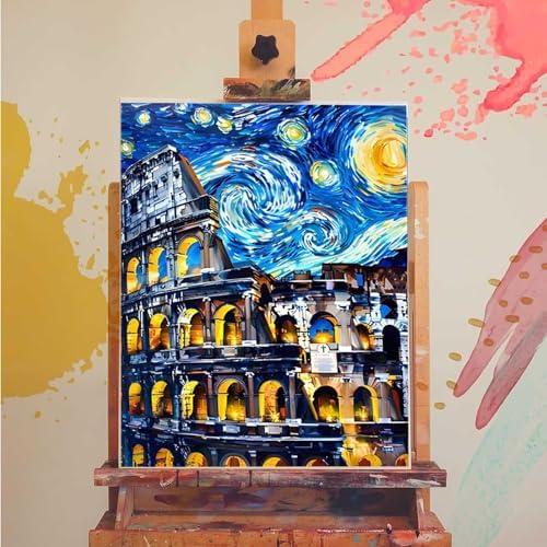 Paint by Numbers Kit for Adults Beginner, Landscape Paint by Numbers Colosseum, DIY Easy Acrylic Watercolor Oil Painting Kit with Brushes, Arts and Crafts for Adult for Home Decor 24x32 in 8-98 - Image 3
