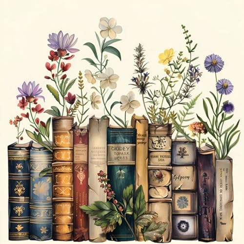 Yezavesu Book Paint by Numbers Kit for Adults Beginner, Flowers Adult Paint by Number Kits on Canvas Without Frame, DIY Acrylic Painting by Numbers for Home Wall Decor Gift 16x16 Inch by Yezavesu
