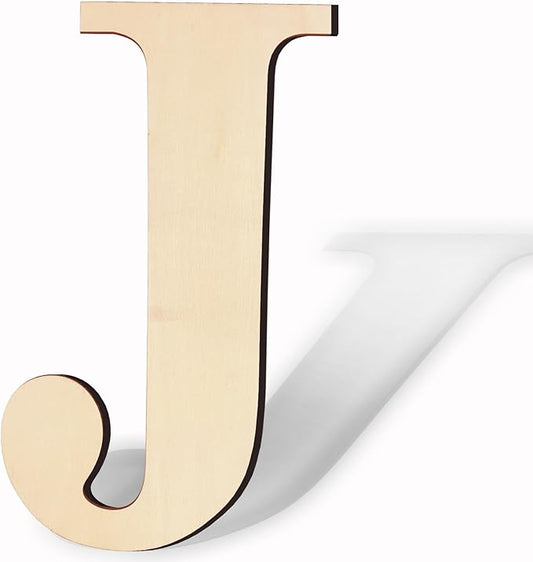 17 Inch Large Wooden Letters, Paintable Large Wood Letter for Crafts, Unfinished Blank Wood Alphabet Letter for Birthday, Parties, Wedding, Christmas Home Decoration(Letter J)