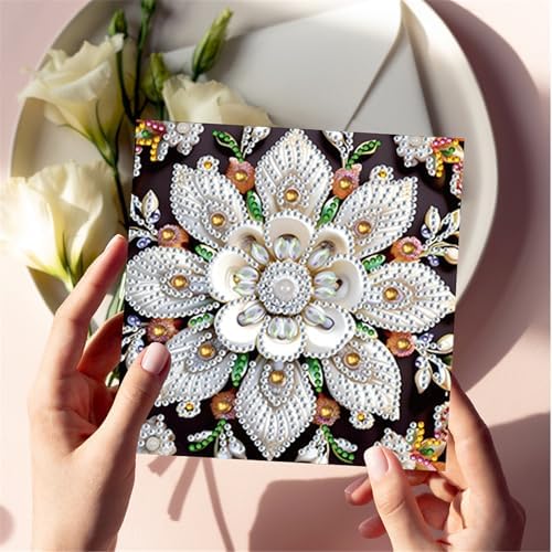 POETRYDRAW 6 Pack 5D DIY Diamond Art Painting Mandala Greeting Card Kit, Diamond Art Birthday Holiday Greeting Card, Crafts Kit Creative with Envelope - Image 4