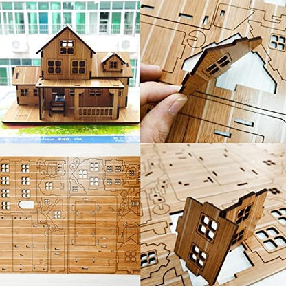 3D Wooden Puzzles for Adults Wooden Building Model, 3D House Model Kits for Adults, Log Cabin Model Kits - Image 3