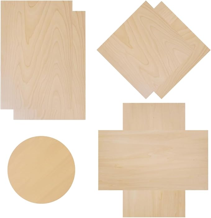 from Baltic Birch, 3mm 1/8'' x 12'' x 18'' Plywood, Craft Grade B/BB Veneer, Box of 6 pcs Sheets, Available for Laser & CNC Cutting, Engraving, Wood Burning, DIY Handwork, Art Painting, by Tomato.Wed