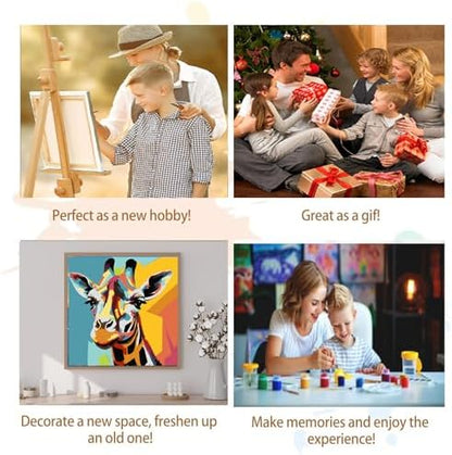 Artunion Framed Paint by Numbers Kit for Adults Beginners & Kids Ages 8-12,Colorful Giraffe Paint by Number with Frame, Acrylic Paint by Numbers Kit on Canvas 10 * 10 Inch Without Easel - Image 7