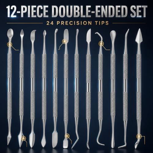 TAURISH 12 Piece Stainless Steel Wax Carver Tool Set Double Ended - Image 2