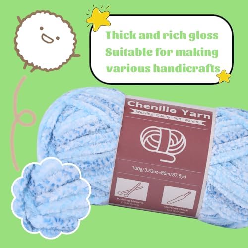 LUNARM Chenille Yarn for Crochet Knitting Chunky Blanket Velvet Yarn - Image 4