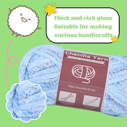 LUNARM Chenille Yarn for Crochet Knitting Chunky Blanket Velvet Yarn - Image 4