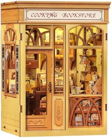 CUTEBEE Book Nook Kit - DIY Miniature House Dollhouse Kit for Adults and Teens, Booknook Tiny House Bookshelf Decor 3D Wooden Puzzle, Gifts for Family, Friends (Cooking Bookstore) by CUTEBEE