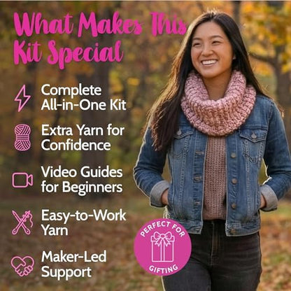 KnitPal Weekend Wrap Scarf Crochet Kit for Beginners (Baby Pink) - Image 2