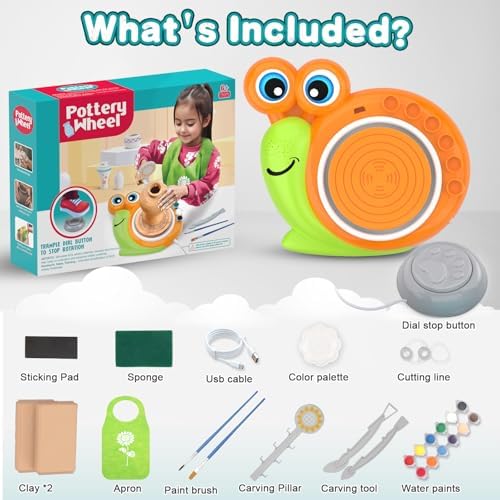 Pottery Wheel for Kids-Complete Pottery Painting Kit Arts and Crafts for Kids Ages 8-12, Clay Sculpting Tools with 1.7lb Air Dry Clay, Birthday Christmas Gifts Toys for Boy Girls Age 6 7 8 9 10 11 12 - Image 2