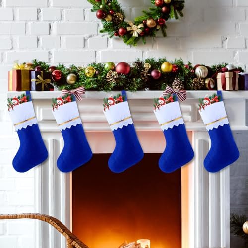 Skylety 24 Pcs Blue Christmas Stockings Bulk Felt 3.94 X 7 Inches Xmas - Image 3