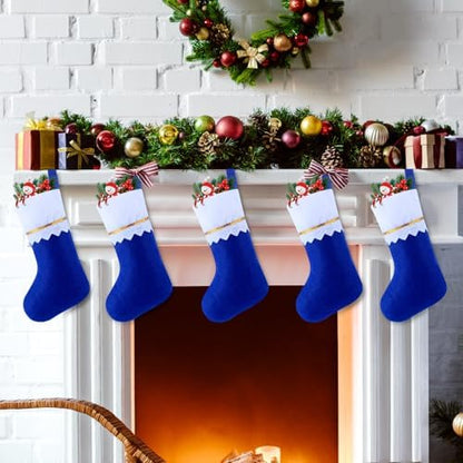Skylety 24 Pcs Blue Christmas Stockings Bulk Felt 3.94 X 7 Inches Xmas - Image 3